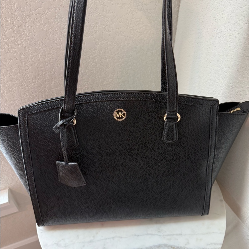 Michael Kors Black Tote with Gold Accents